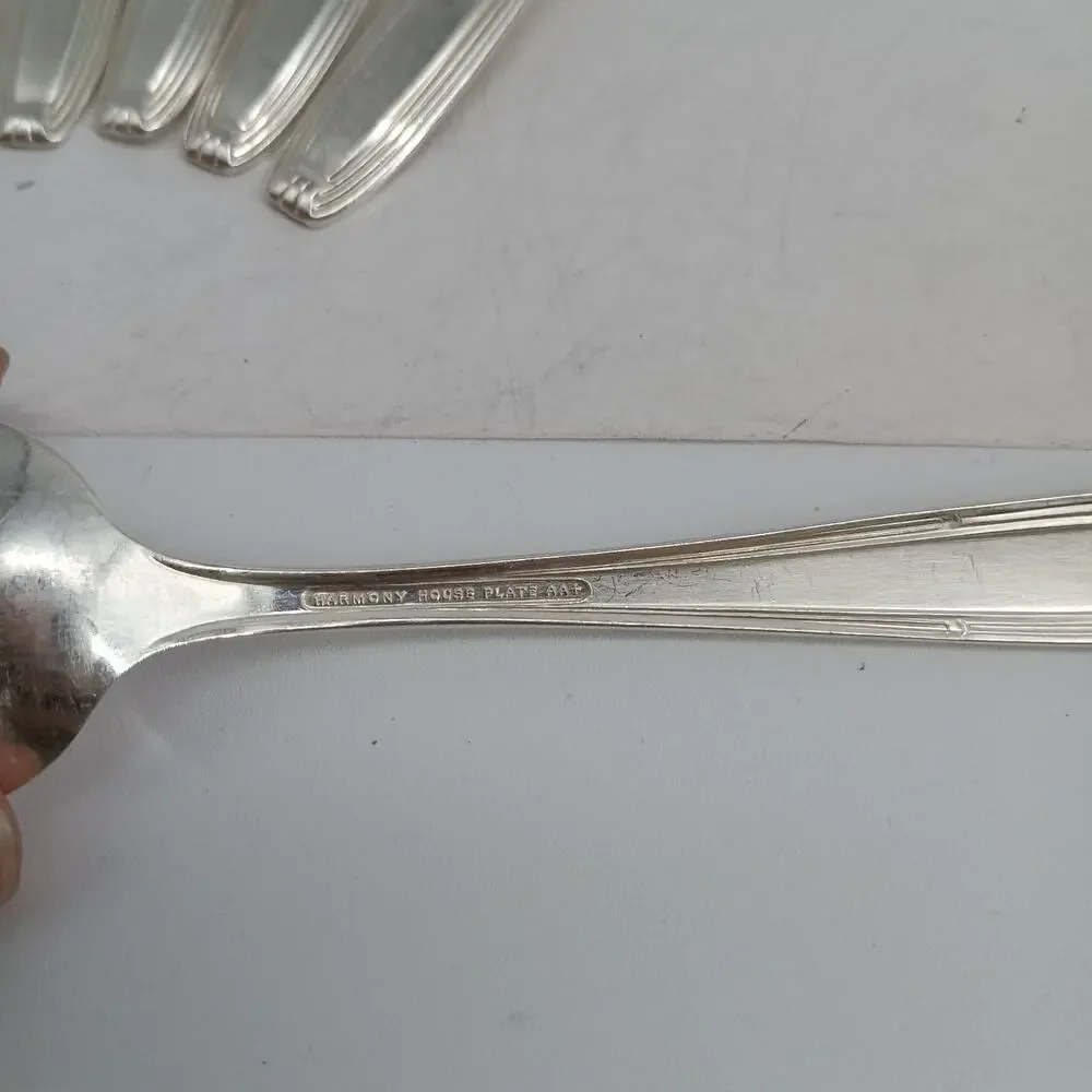 8X Tsp Harmony House by Wallace Serenade Silverplate Flatware Teaspoons Vtg